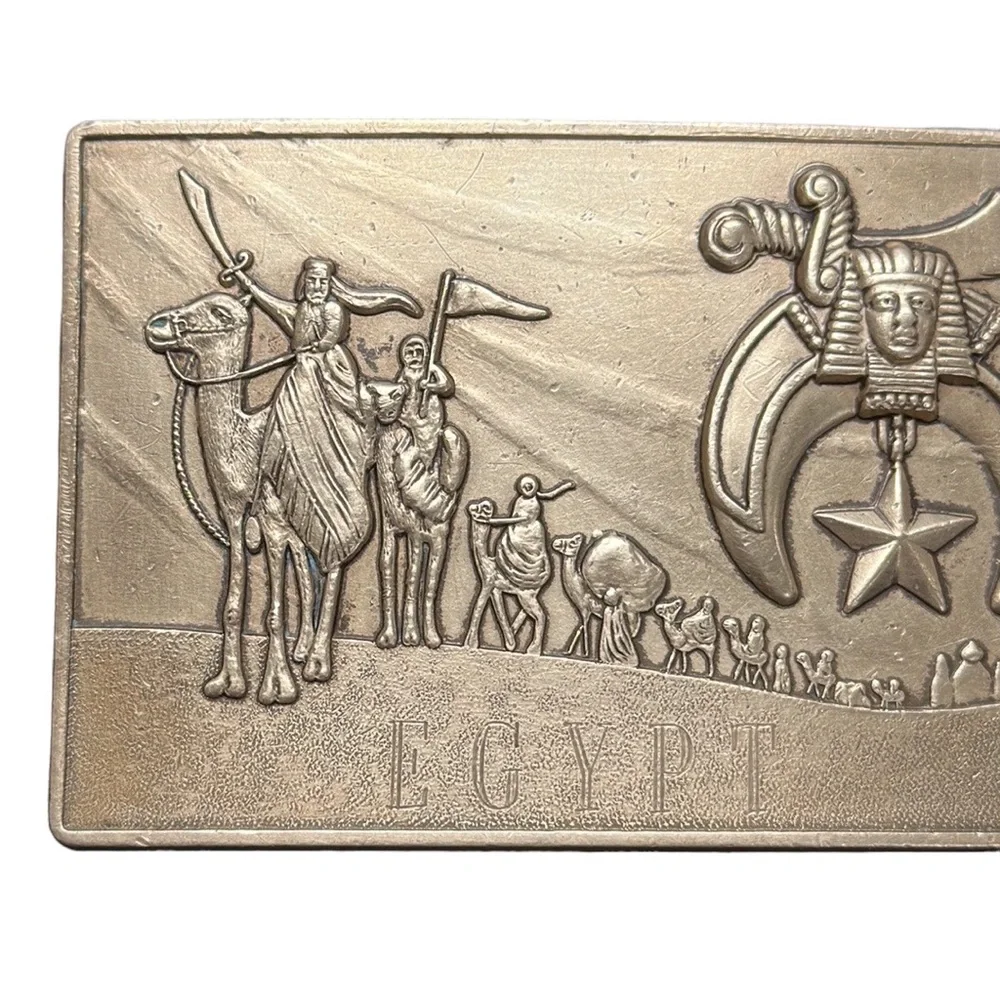 Vintage Harry Klitzner Masonic Masons Brass Shriners Belt Buckle 3